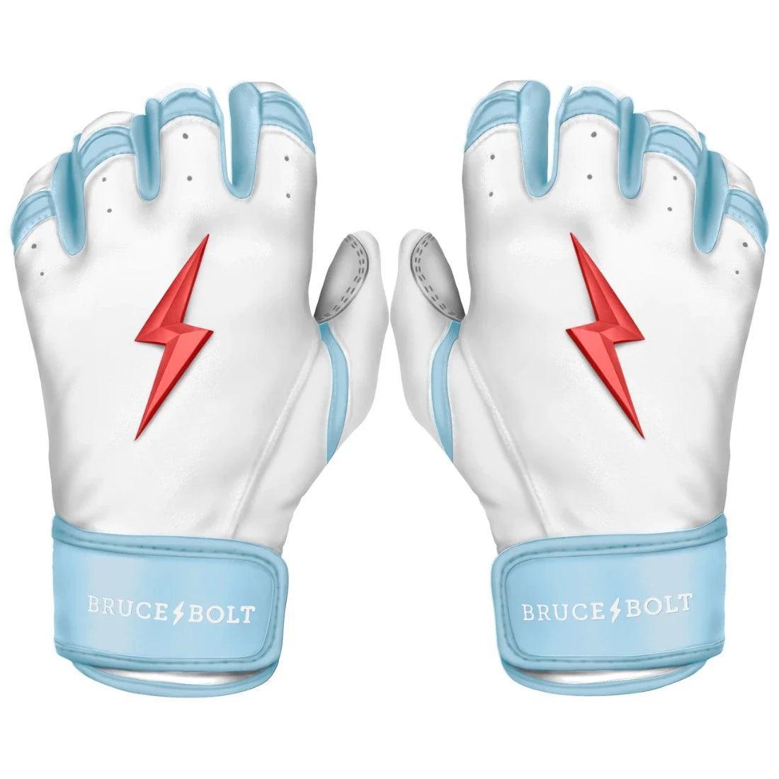 Bruce Bolt PREMIUM PRO Hitting Gloves - White Baseball Batting Gloves for Men & Women, Breathable & Grip-Enhanced for Training & Games | Perfect for Baseball, Softball, and Batting Cage Practice