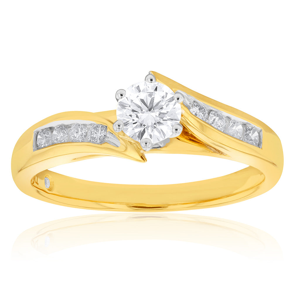 1/2 Carat Flawless Cut Diamond Engagement Ring in 18K Yellow Gold - Classic Solitaire Design for Wedding, Proposal & Anniversary Gifts