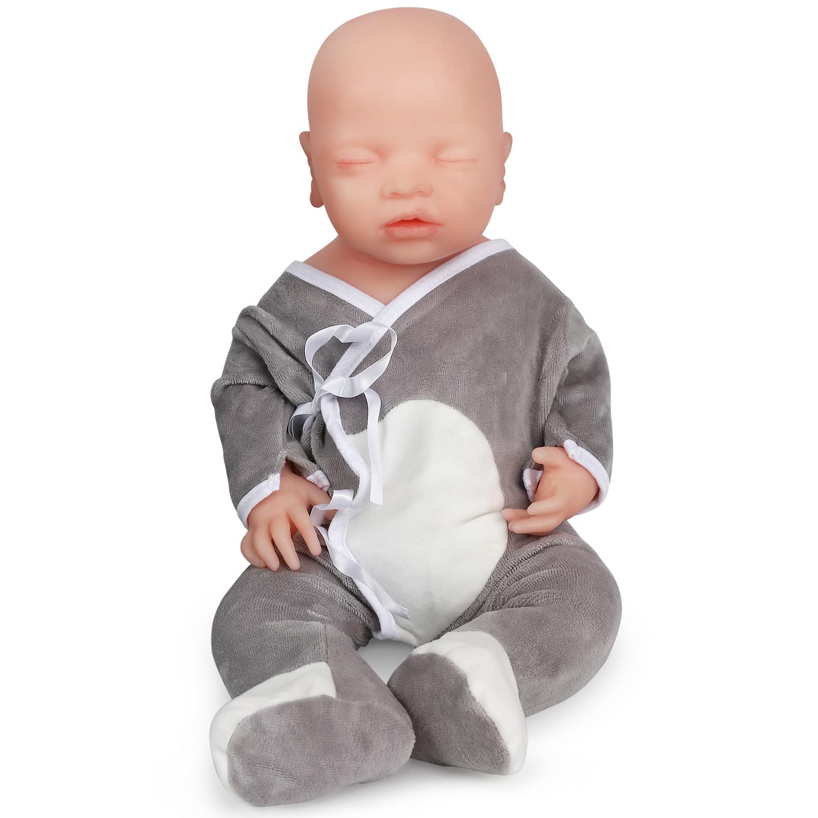 Vollence 18 Inch Platinum Full Silicone Baby Doll Boy - Ultra Realistic Lifelike Reborn Doll with Solid Body - Perfect for Collectors, Photography Props & Nursery Decor