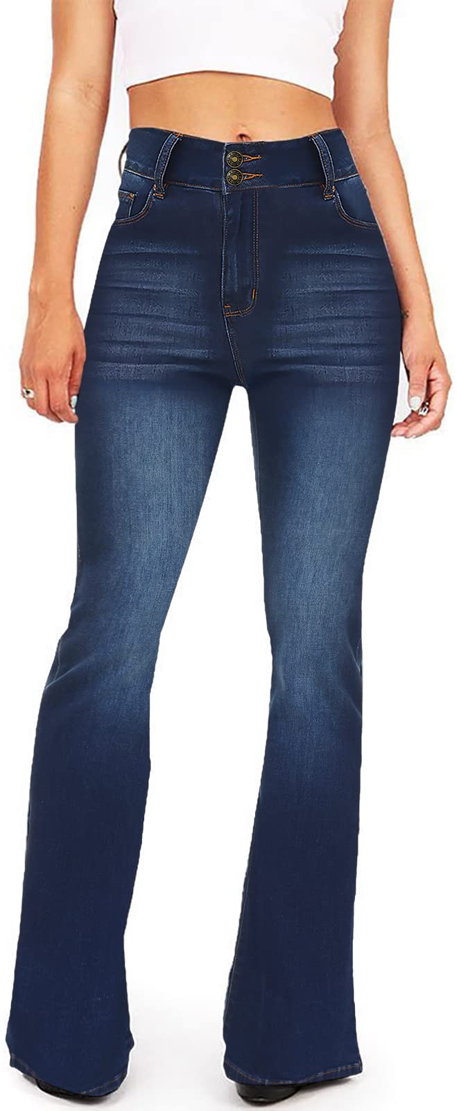 Women's High Rise Flare Jeans - Bootcut Bell Bottom Denim Pants with KDF Technology | Perfect for Casual Wear, Night Out & Retro Fashion
