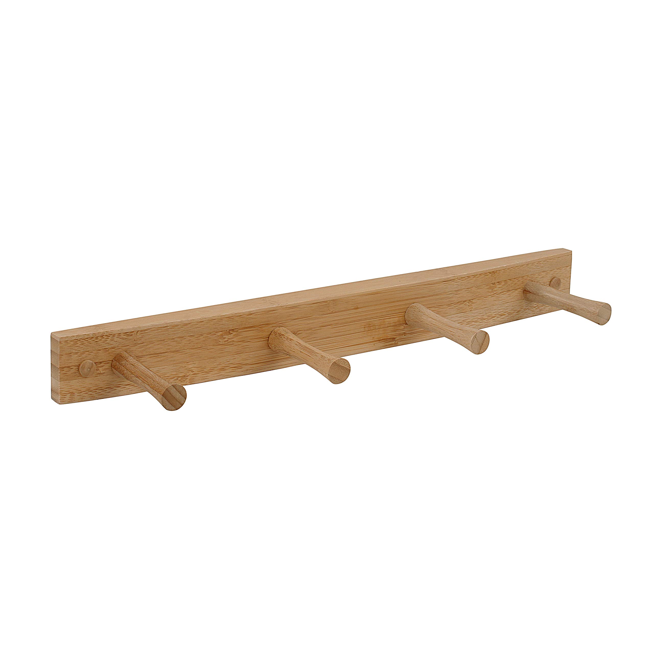 Spectrum Diversified 4-Peg Wall Mounted Bamboo Hook - Hat Organizer, Coat Hanger for Entryway, Closet & Bathroom - Perfect for Towels, Robes & Accessories - Space Saving Home Storage Solution