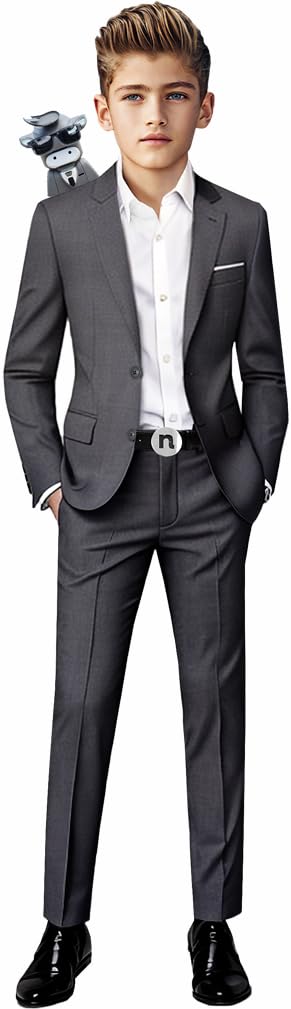 Black n Bianco Boys' First Class Slim Fit Suits - Lightweight Formal Wear for Weddings, School Photos & Special Occasions | Premium Toddler Dress Suits by Baby Muffin