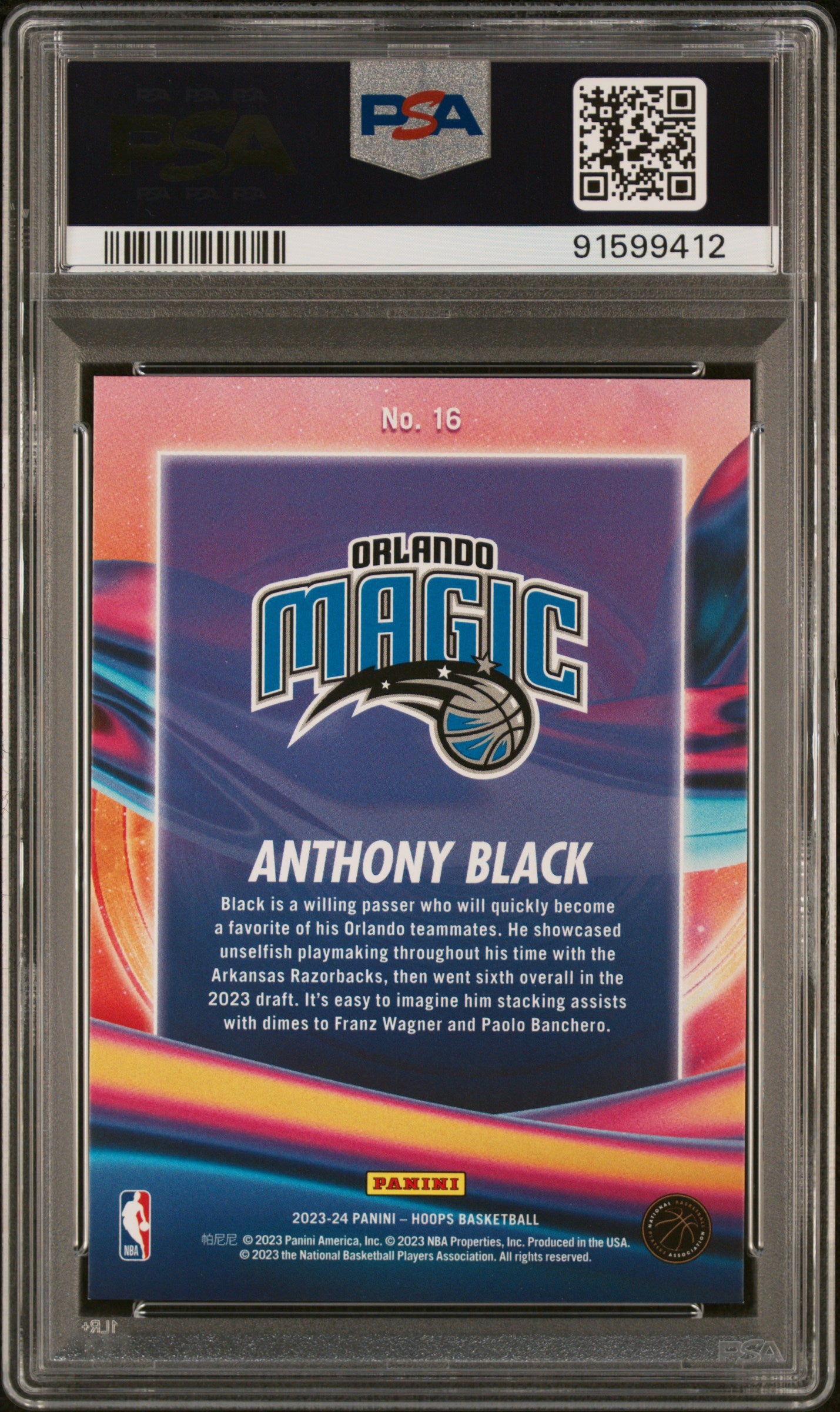 2023 NBA Hoops Anthony Black Anti Gravity Gold 05/10 #16 PSA 9 Graded Basketball Card - Rare Collectible for NBA Fans & Sports Memorabilia Enthusiasts - Perfect for Display, Investment, and Trading