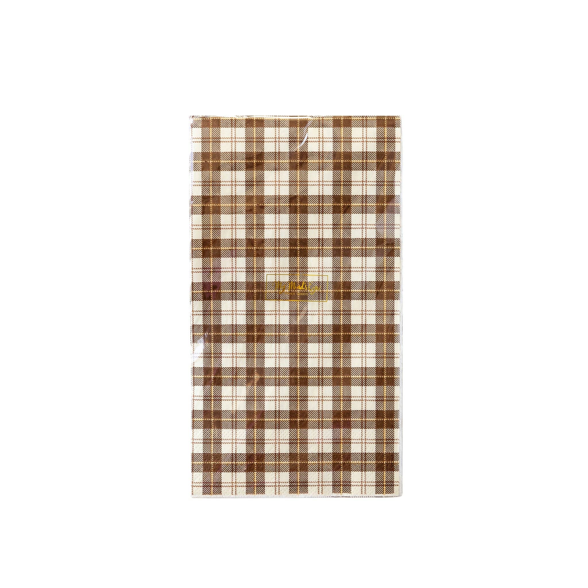 Premium Harvest Brown Plaid Paper Dinner Napkins - Set of 24 Disposable Napkins for Thanksgiving, Christmas & Fall Table Decor - Eco-Friendly Party Supplies for Weddings, BBQs & Family Gatherings