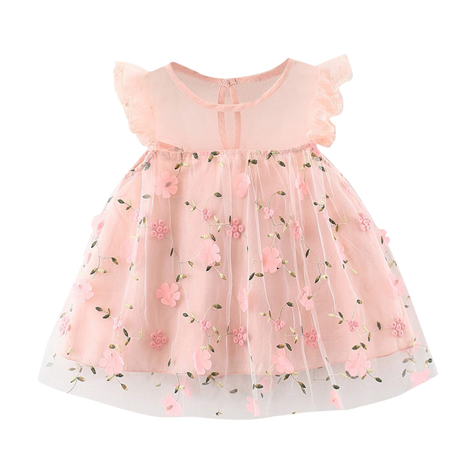 Floral Baby Girl Dress - Cotton Linen for Beach & Play