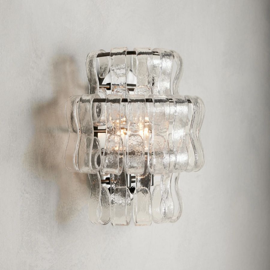 Ghiaccio Modern Glass Wall Sconce - Elegant LED Light Fixture for Bedroom, Living Room & Hallway Lighting Decor