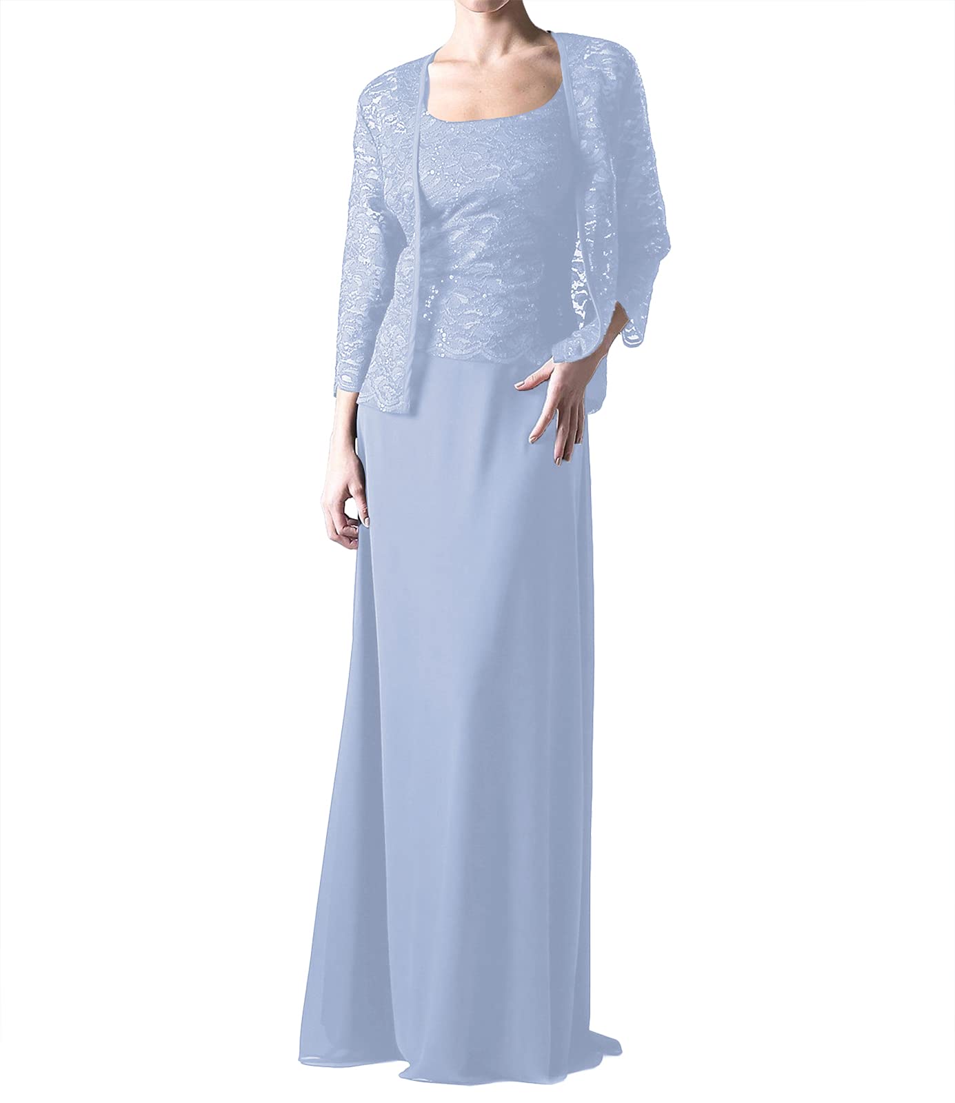 Elegant Mother of The Bride Dresses with Jacket - Long Lace Wedding Guest Gowns for Women - Sequined Chiffon Formal Dress for Weddings, Receptions & Special Occasions