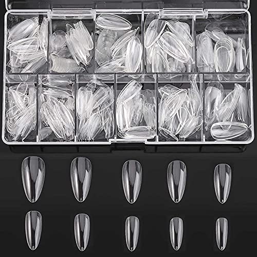 FAMEZA 100pcs Clear Acrylic False Nail Tips - Full Cover Artificial Nails with Storage Case for DIY Nail Art, 10 Sizes - Perfect for Salon, Home Manicure & Party Glam Looks