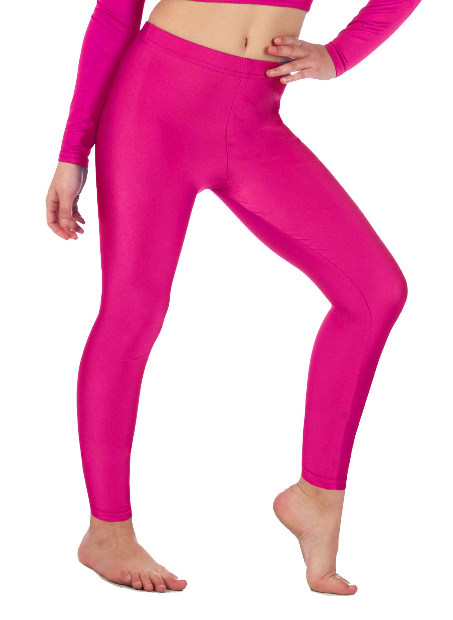 Shiny Girls Leggings for Gymnastics & Dance - Stretchy Athletic Leggings for Toddlers & Kids - Comfortable Footless Yoga Pants for Girls - Perfect for Dance Class, Gymnastics Practice & Playtime