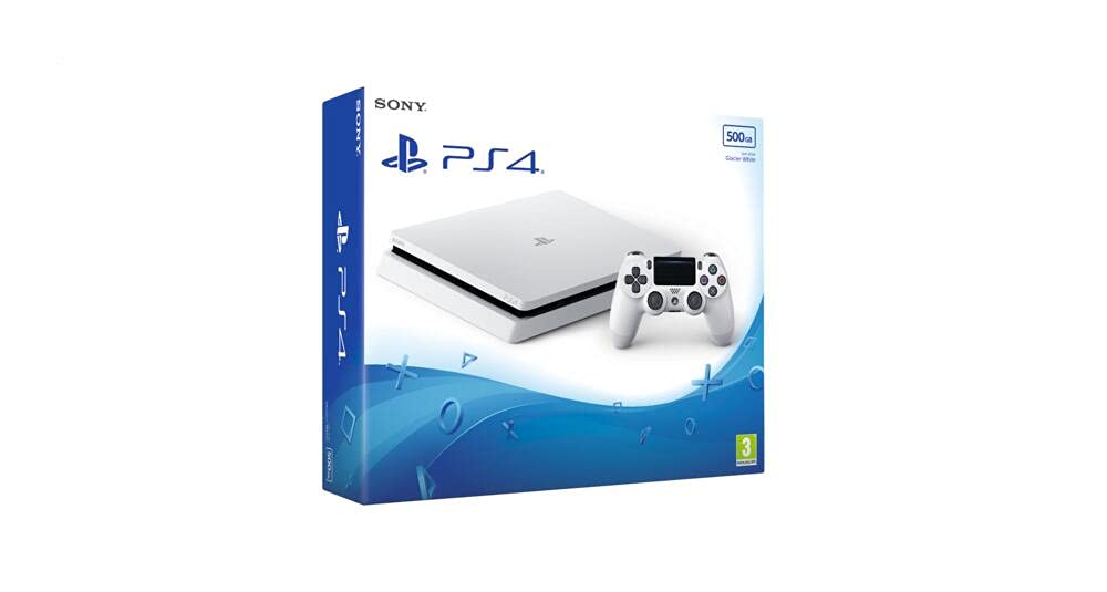 PlayStation 4 Slim 500GB White Console with DualShock Controller - Next-Gen Gaming Experience for Home Entertainment & Online Multiplayer