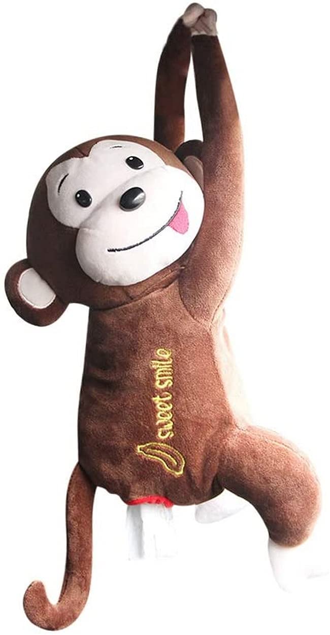 Unique Hanging Car Tissue Box Holder - Cute Cartoon Monkey & Rabbit Design for Paper Towel Storage | Perfect for Vehicles, Home, and Office Use