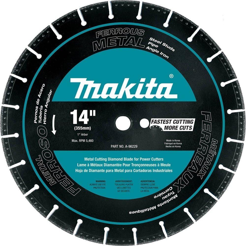 Makita A-96229 14-Inch Segmented Diamond Blade for Metal Cutting - Professional Metalworking, Construction, and Demolition Tool for Steel, Iron, and Rebar