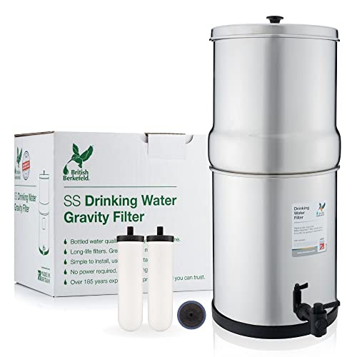 British Berkefeld Doulton 3.17 Gallon Countertop Water Filter System with Ultra Sterasyl Ceramic Candle - Gravity Fed Purifier for Clean Drinking Water at Home, Camping & Emergency Preparedness