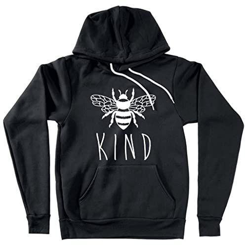 Bee Kind Hooded Sweatshirt - Positive Message Hoodie for Women & Men - Inspirational Quote Pullover for Everyday Wear - Perfect for Casual Outfits, Work from Home & Outdoor Activities