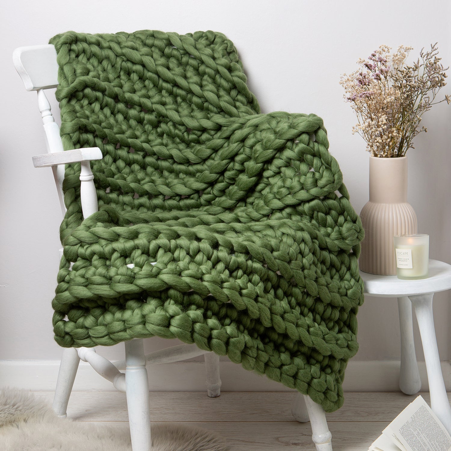 Henrietta Crochet Blanket Kit - DIY Chunky Knit Throw Blanket for Beginners - Cozy Handmade Afghan for Home, Bed, Sofa & Gift Giving
