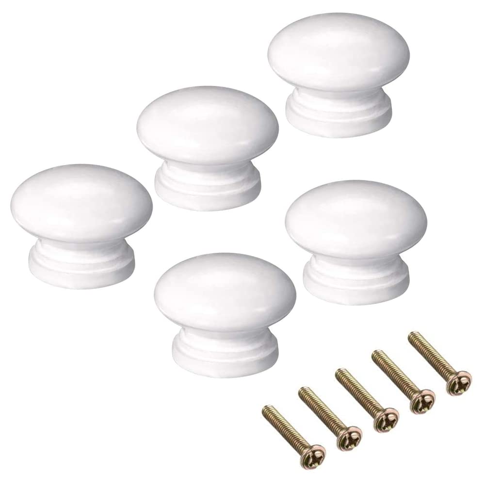 White Wooden Knobs 5PCS - 1.34