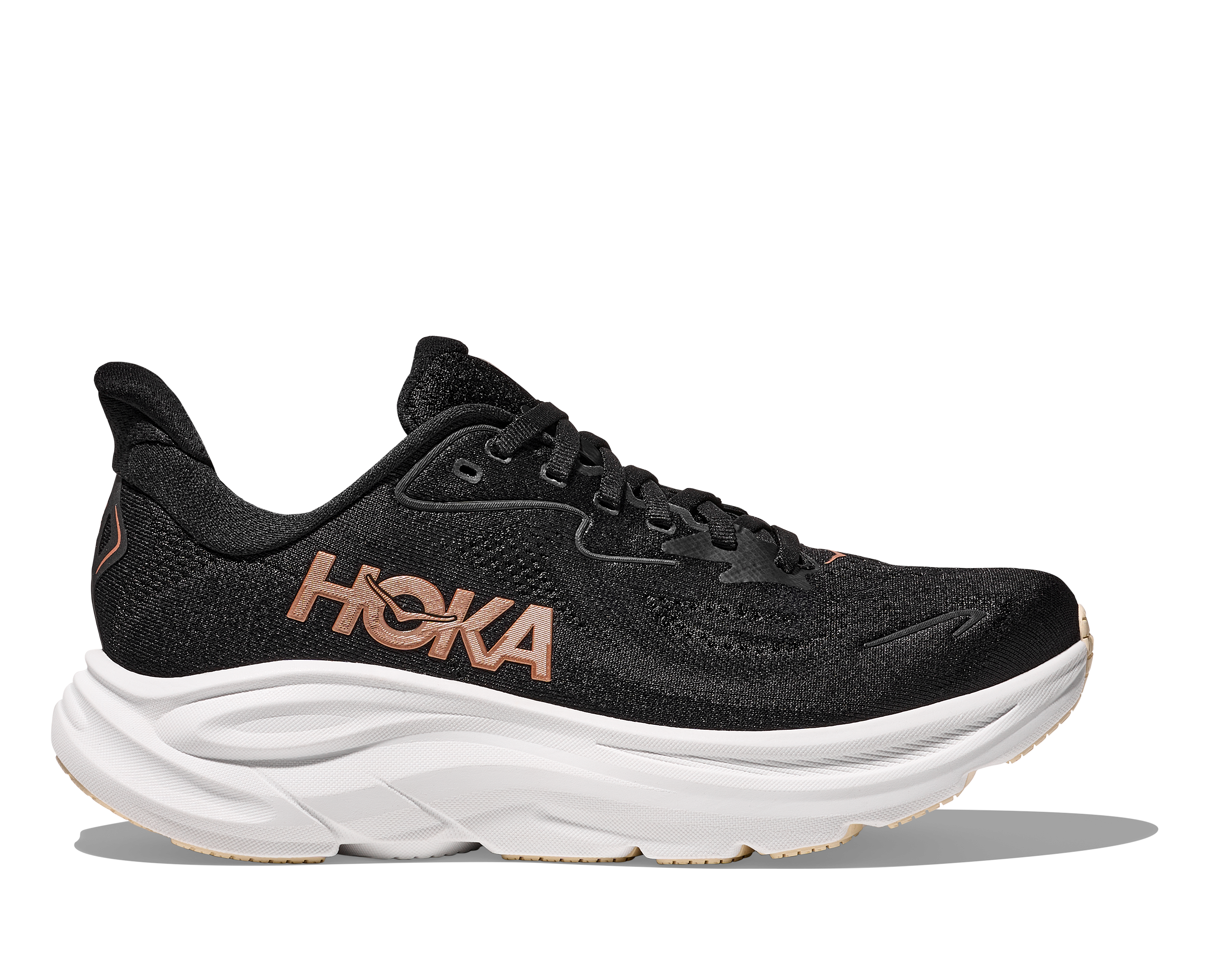 HOKA Women's Clifton 10 Running Shoes - Breathable BRGL Black/Rose Gold Lightweight Sneakers for Jogging, Gym Workouts & Everyday Comfort