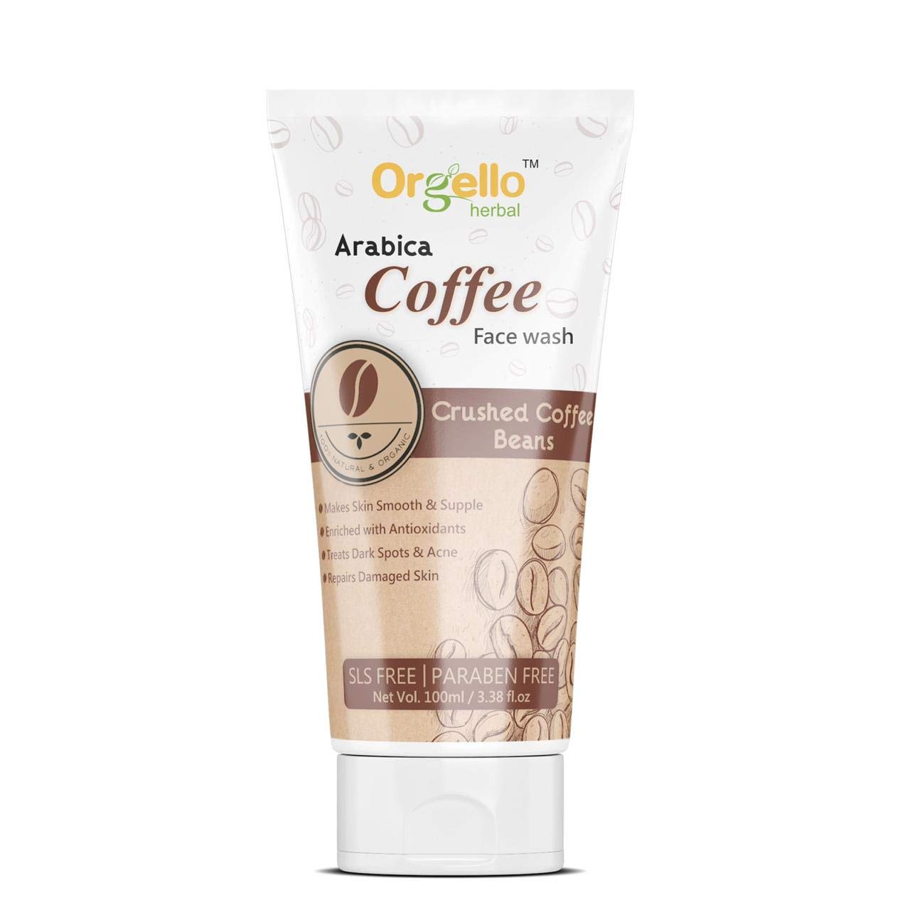 Orgello Coffee Face Wash 100gm - Natural Exfoliating & Brightening Facial Cleanser for Acne & Blackheads - Perfect for Morning & Night Skincare Routine