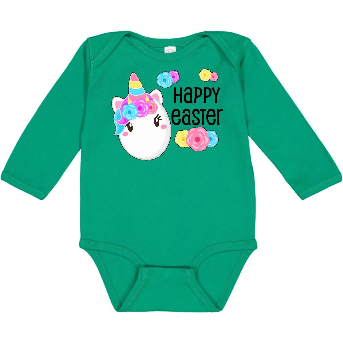 Inktastic Happy Easter Unicorn Egg Print Long Sleeve Baby Creeper - Cute Easter Outfit for Boys & Girls, Holiday Photo Shoot, Spring Family Gathering
