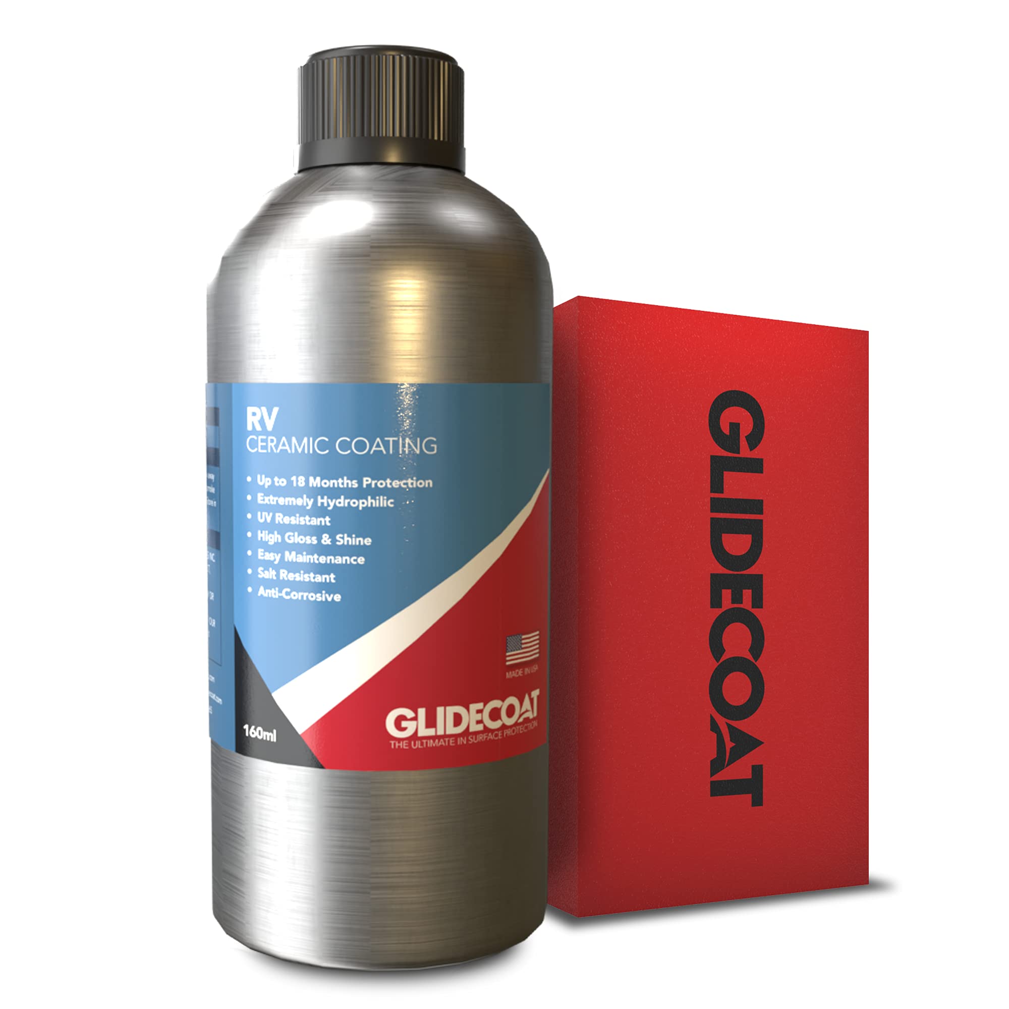Glidecoat RV Ceramic Coating (5.4oz/160ml) - 9H Hardness Nano Ceramic Coating for RVs, Boats, Cars, Trucks & Aircraft - Superior to Wax & More Durable Than Standard Car Coatings - Ultimate UV & Scratch Protection - Perfect for Long Road Trips, RV Camping & Vehicle Detailing