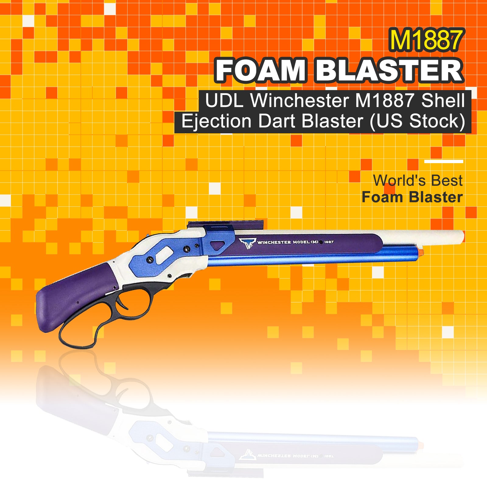 Winchester M1887 Shell Ejection Dart Blaster Toy - US Stock - Foam Dart Gun for Outdoor Play, Nerf Battles & Backyard Fun