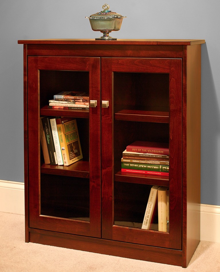 40-Inch Tall Candler Bookcase with Full-Length Glass Doors - Perfect for Living Room, Office, or Library Storage