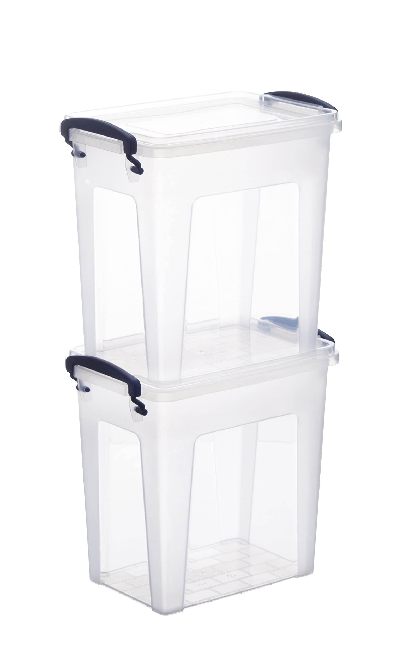 Superio Clear Stackable Storage Bins with Lids - 2 Pack 2.4 Quart Small Plastic Containers with Latches & Handles for Home Organization, Garage Storage, Food Pantry, Accessories & Supplies - Perfect for Closet, Kitchen & Office Use