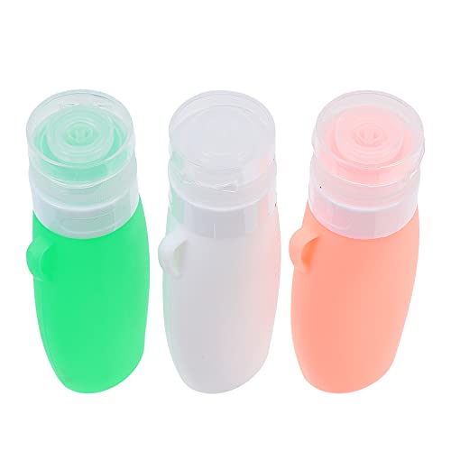**Healifty 3-Pack 90ml Silicone Travel Bottles - Portable Refillable Shampoo, Lotion & Hand Soap Dispenser (White, Orange, Green) - Ideal for Travel, Gym & Outdoor Activities**