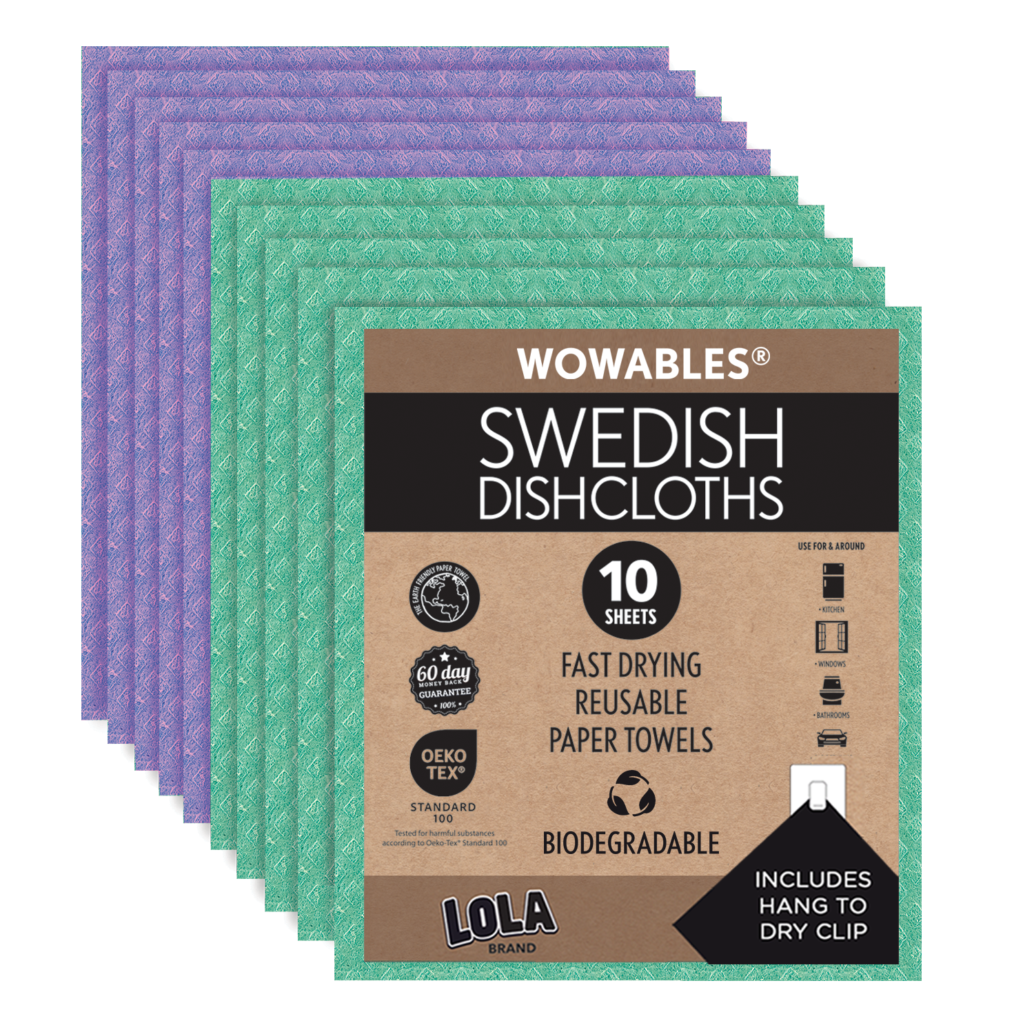 Eco-Friendly Swedish Dishcloths - Biodegradable & Reusable Paper Towels (10-Pack) | Made in Germany | Perfect for Kitchen Cleaning, Spills & Sustainable Living