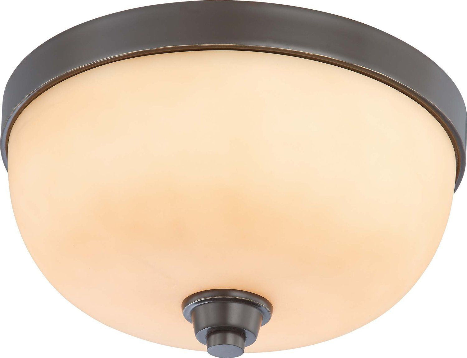 Nuvo Lighting 60 4212 Helium Collection Two-Light Flush Mount Ceiling Light Fixture - Vintage Bronze Finish for Bedroom, Living Room & Hallway Lighting