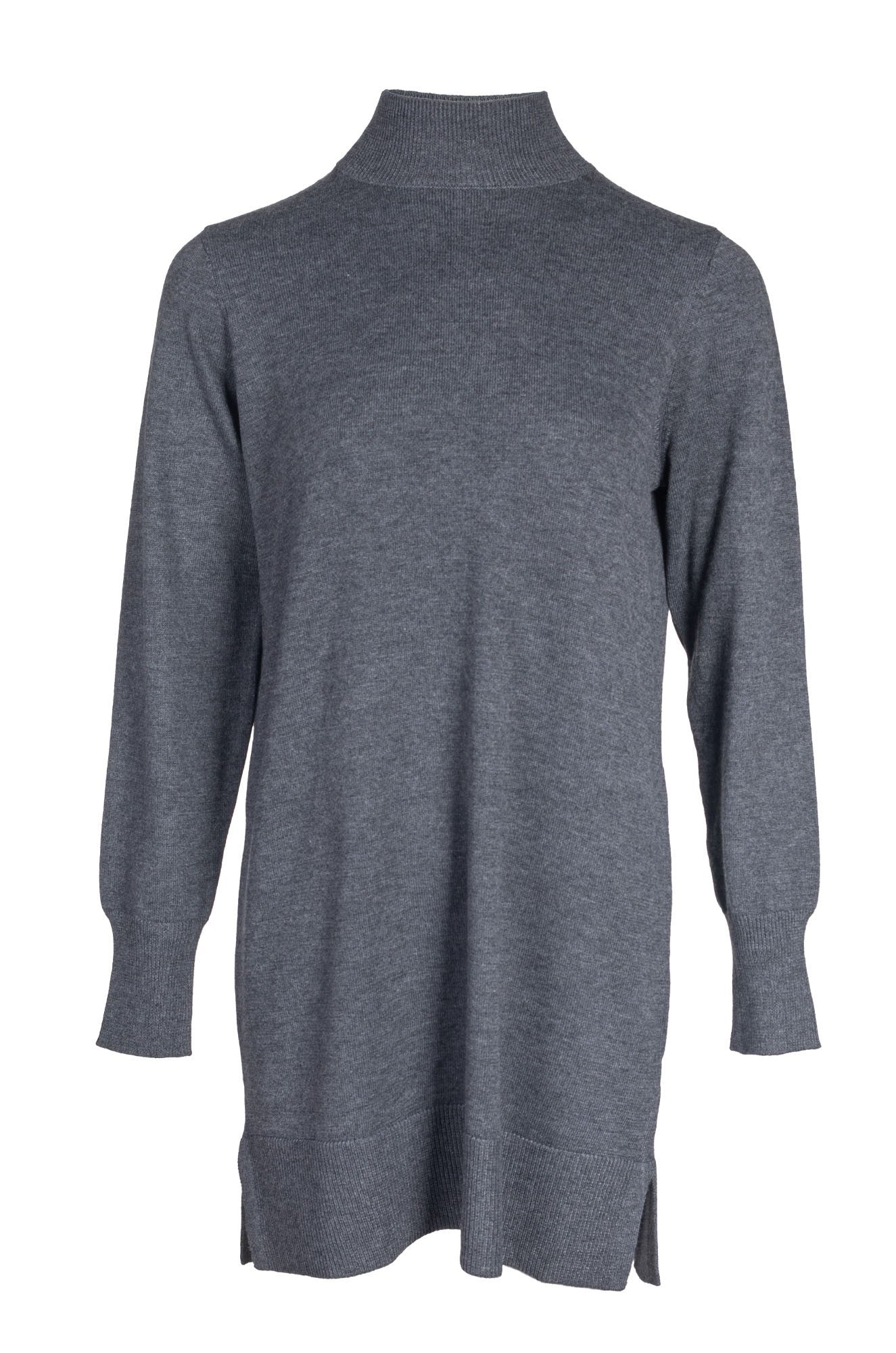 Touch of Wool Tunic - Charcoal Marle Sweater Top 6338B1 | Women's Casual Knitwear for Fall & Winter | Perfect for Office, Date Night and Cozy Weekends