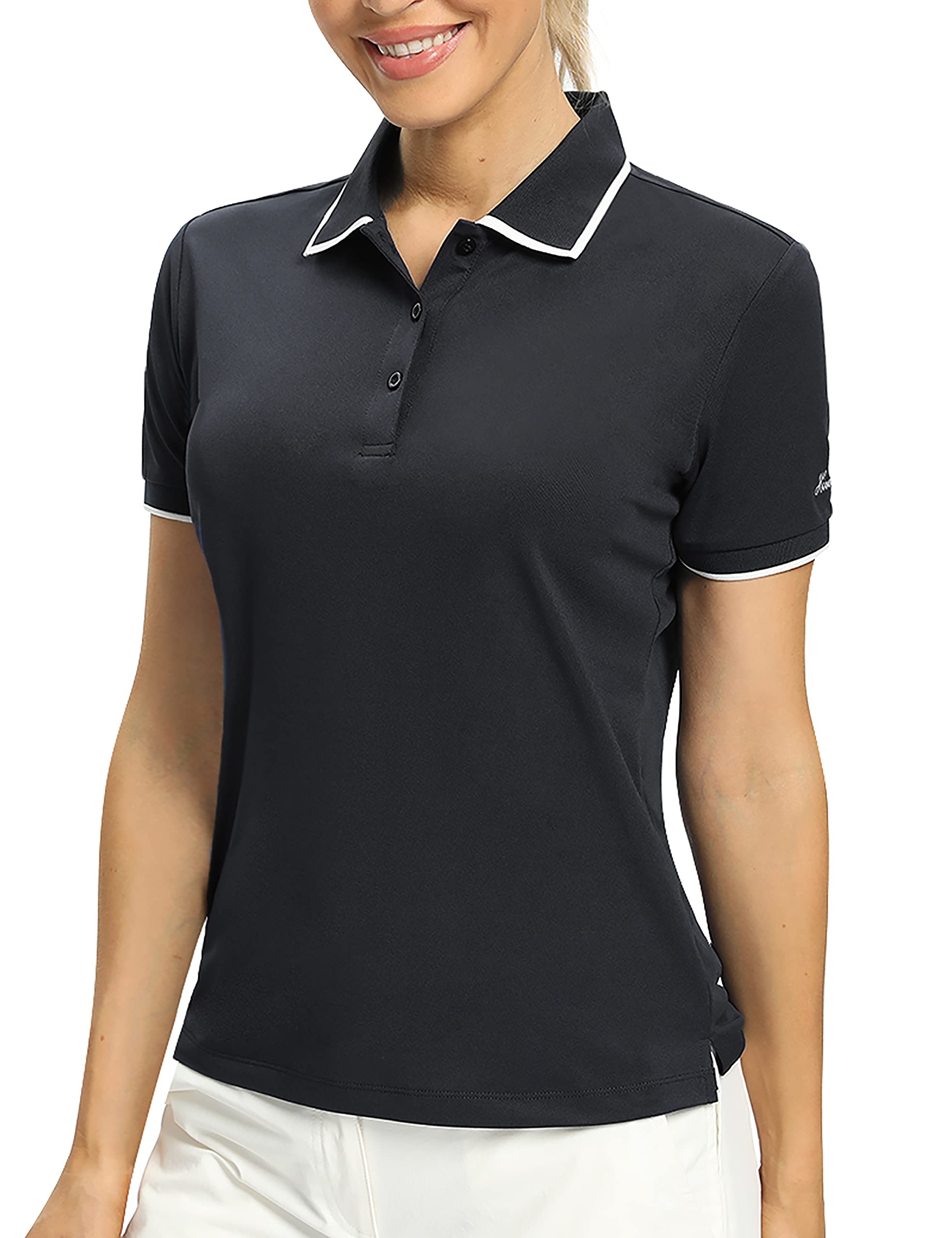 Hiverlay Women's UPF 50+ Golf Polo Shirts - Lightweight Quick Dry Collared Tennis Shirts for Women - Breathable Work Tops for Golf, Tennis, Office & Outdoor Activities