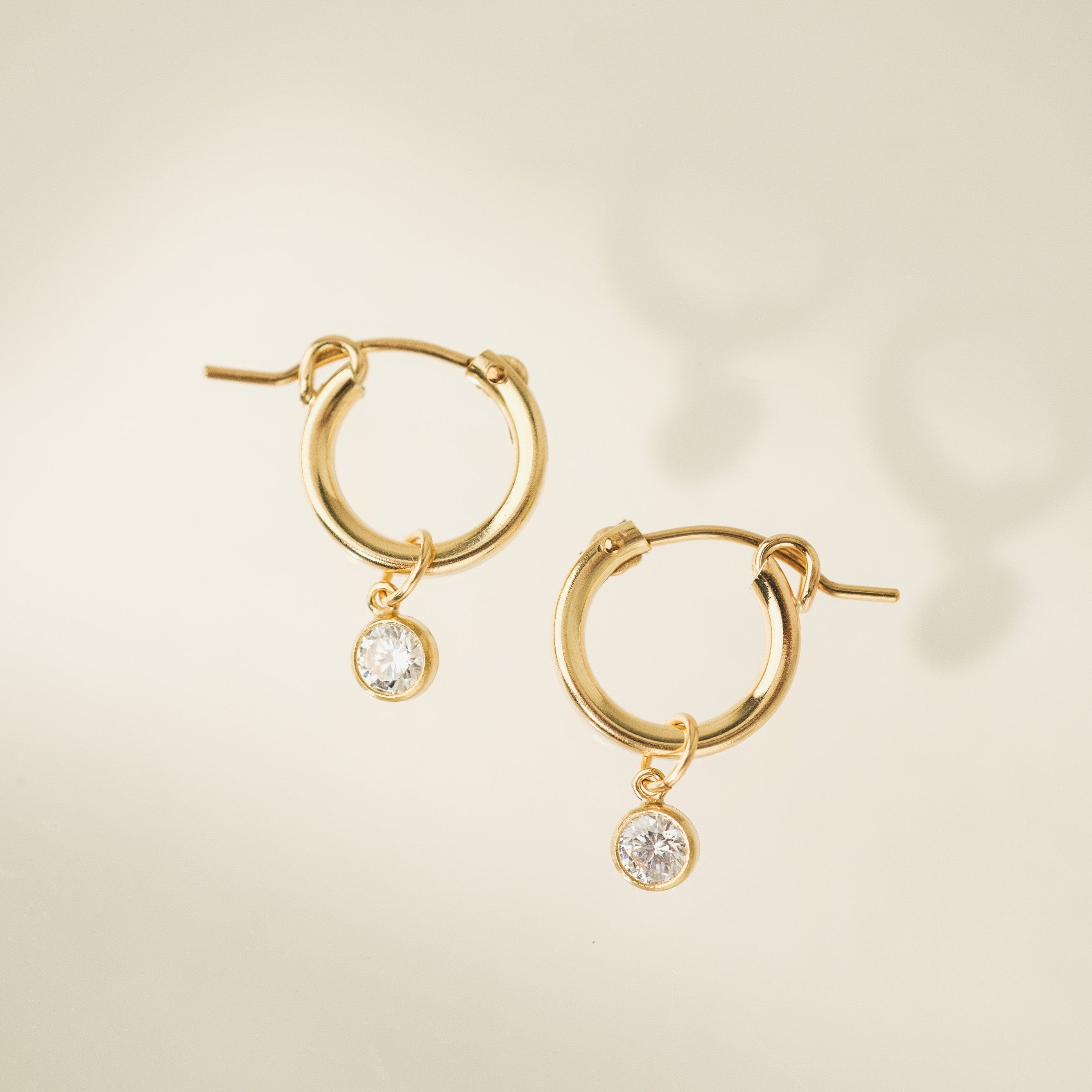 April Birthstone Gold Filled Hoop Earrings for Women - Dainty 14K Gold Plated Diamond Cut Stud Earrings - Perfect Gift for Birthday, Anniversary & Everyday Wear