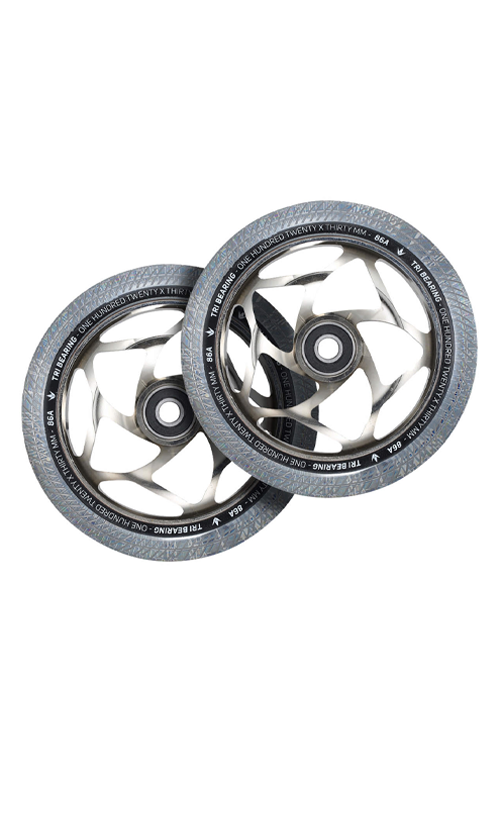 Envy Tri Bearing Scooter Wheels 120mm Chrome/Clear - High Performance Wheels for Pro Scooter Riders - Perfect for Street, Park & Freestyle Riding
