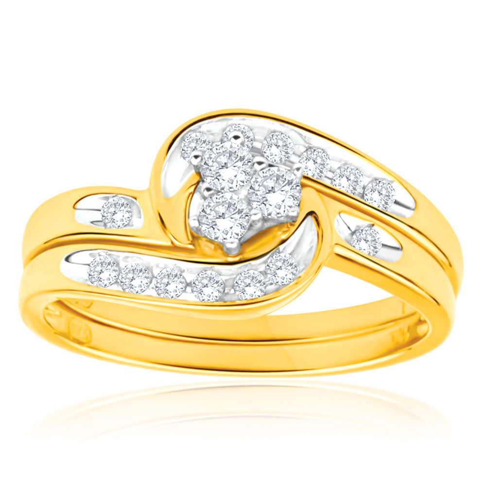 1/4 Carat Diamond Bridal Ring Set in 9K Yellow Gold - Perfect for Engagement, Wedding & Anniversary Gifts