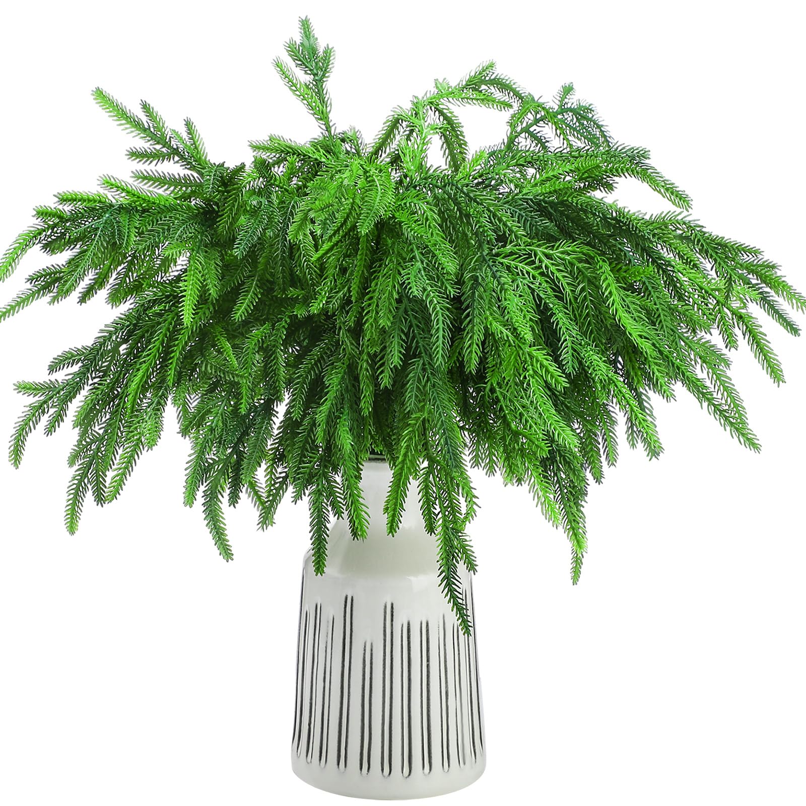 Jutom 50 Pcs Artificial Norfolk Pine Branches - 18 Inch Faux Greenery Stems for Christmas DIY Crafts, Xmas Garland, Wreath Making, Vase Arrangements & Holiday Home Decor - Perfect for Festive Centerpieces, Mantel Decorations and Seasonal Tablescapes