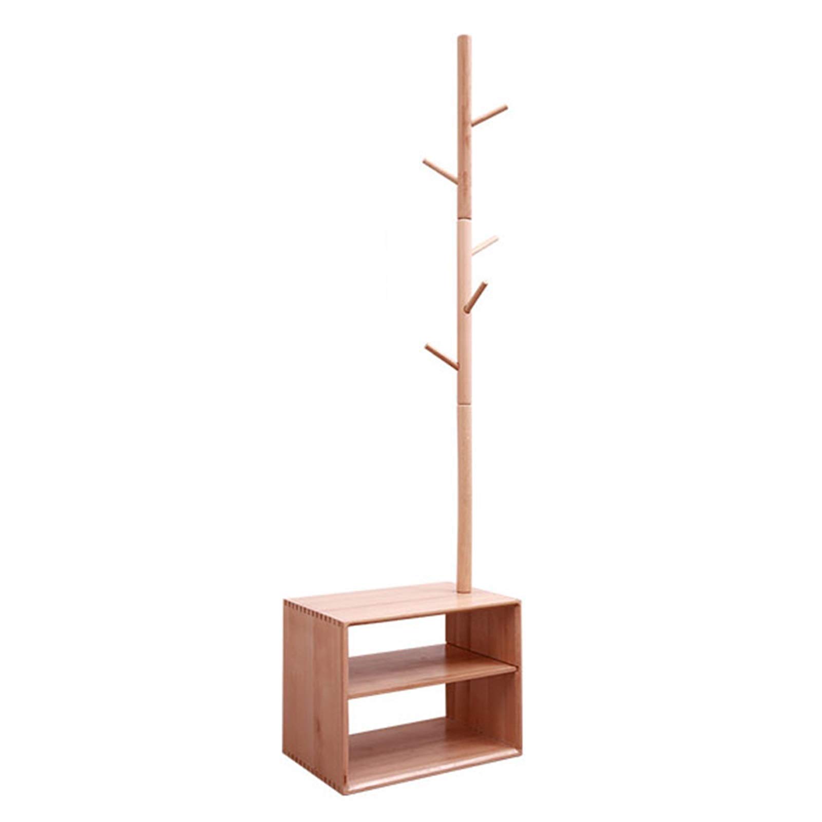 XINGLL Wooden Coat Rack with Bench - Heavy Duty Clothes & Hat Stand for Entryway, Living Room | 2-Tier Shelf for Shoes, Handbags & Umbrellas | Perfect for Hallway Organization & Small Space Storage
