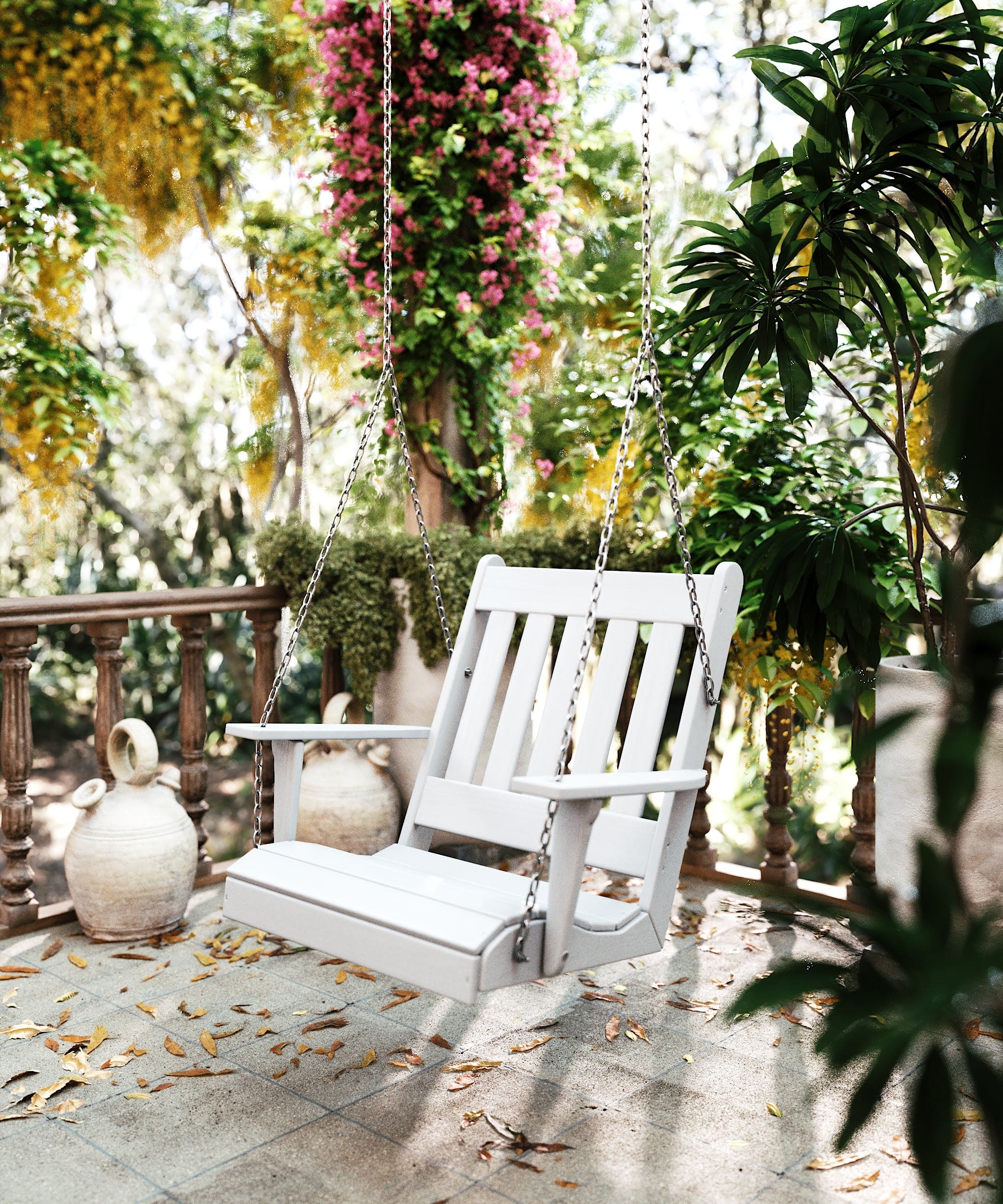 Keystone Amish Co. Franklin English Recycled Plastic Swing Chair - Bright White - Outdoor Patio, Garden, Porch Relaxation & Backyard Decor