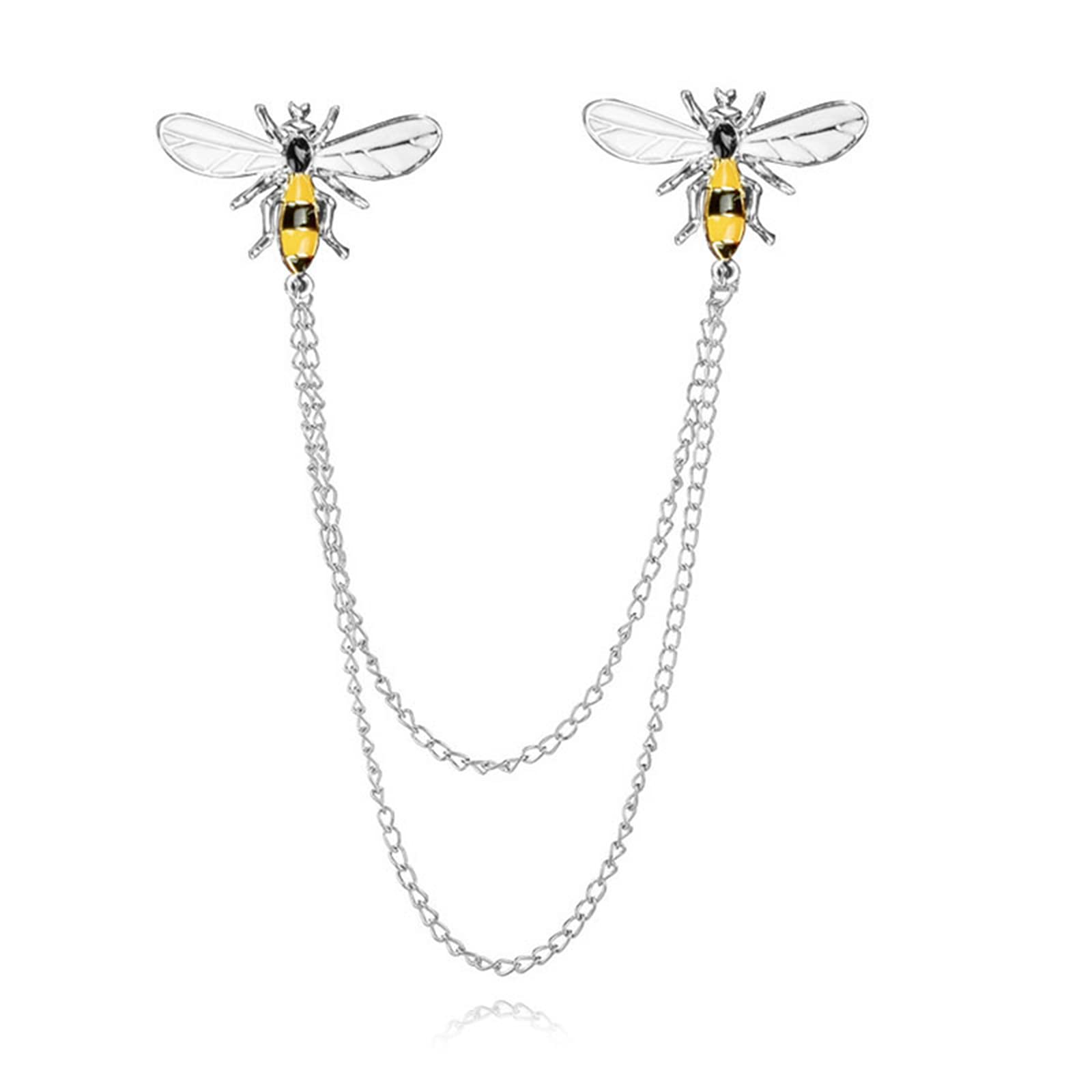 Cute Honey Bee Brooches for Women - Long Chain Bee Pin with Tassel, Enamel Insect Jewelry Gift for Nature Lovers (Perfect for Spring Outfits, Weddings & Bee-Themed Parties)