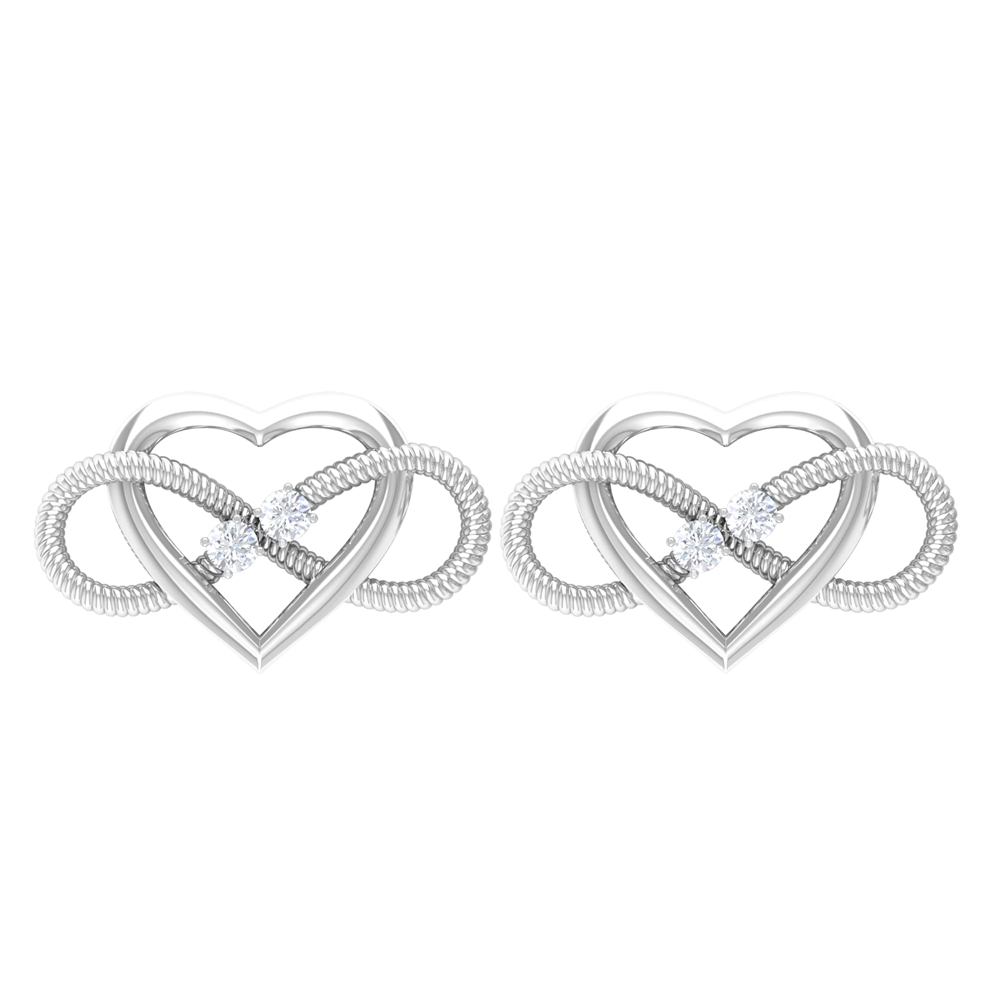 Moissanite Stud Earrings for Women - 14K Solid Gold Infinity Heart Earrings | Hypoallergenic Wedding, Anniversary & Valentine's Day Gift