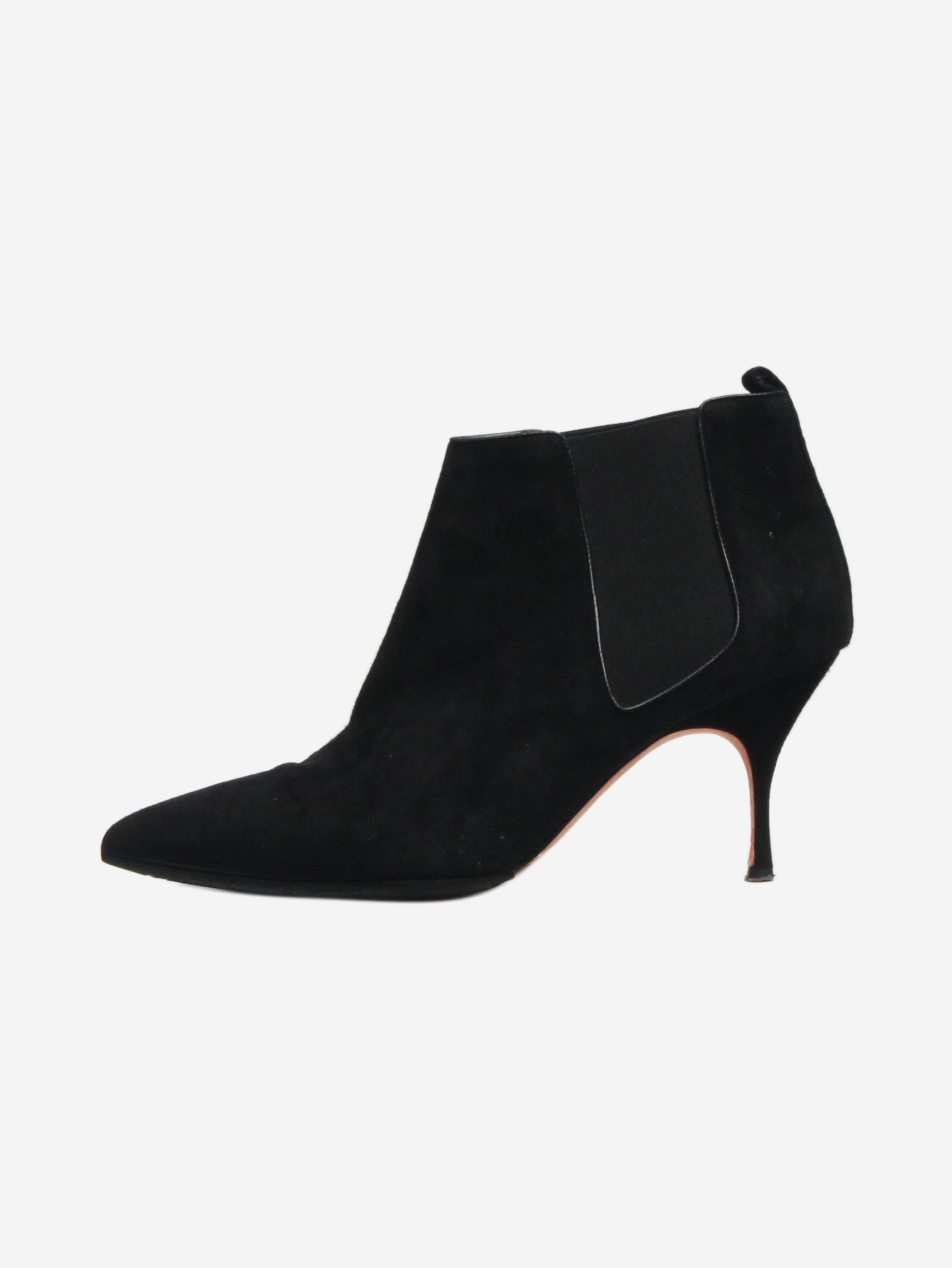 Stylish Black Suede Ankle Boots Women's Size 38.5 (US 7.5) - Comfortable Winter Fashion Booties for Casual Outfits & Office Wear