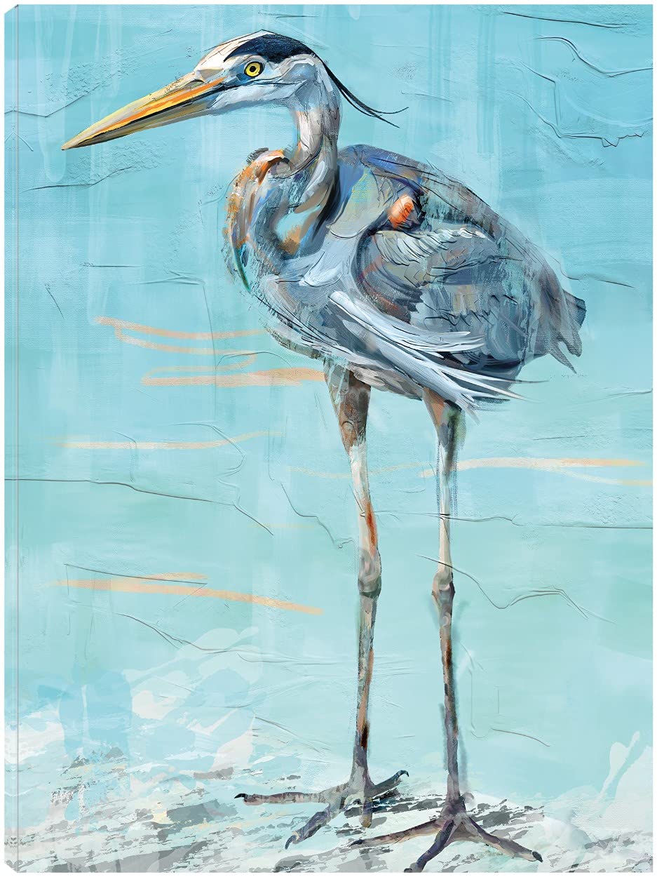 Hand-Painted Seabird Fine Art Canvas Wall Decor - 35x46 Inch Ready to Hang Painting for Living Room, Bedroom & Office - Coastal Theme Home Decor Perfect for Beach House & Nautical Style Interiors
