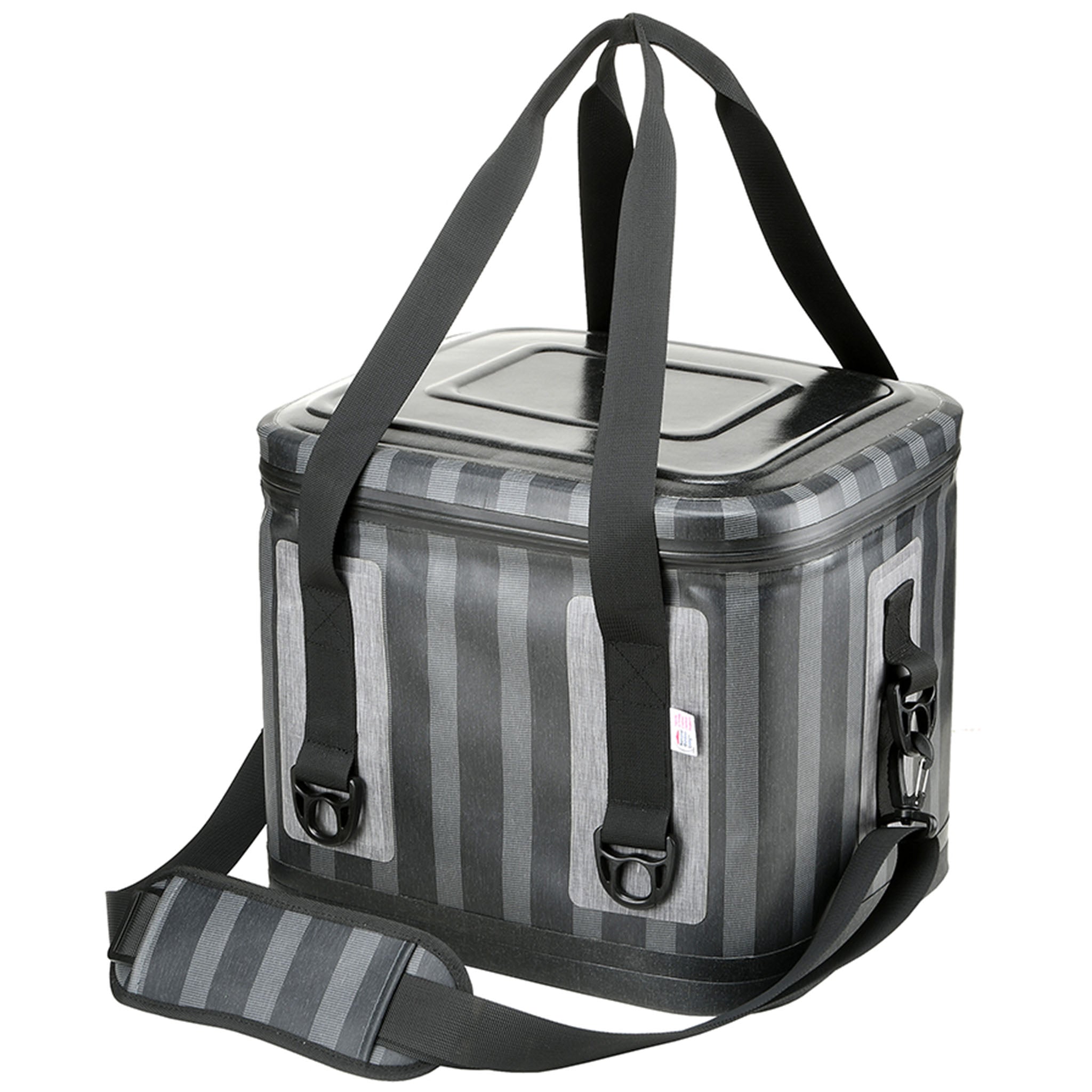 11 Inch Insulated Soft Cooler Tote Bag - Gray Striped Design for Picnics, Beach Trips & Outdoor Adventures