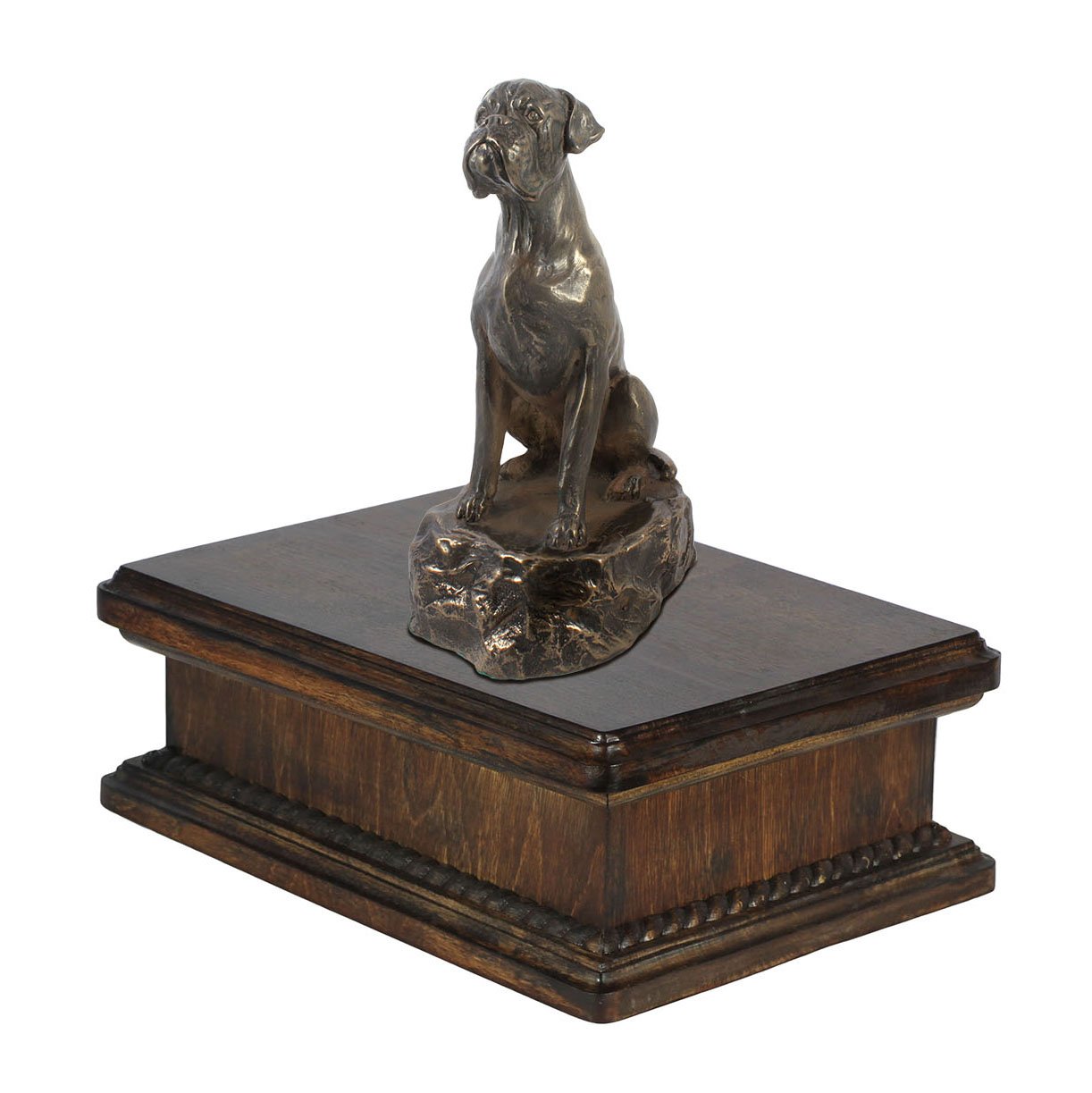 Handcrafted Memorial Dog Urn with Sitting Boxer Statue - Pet Ashes Keepsake for Dogs - Perfect for Home Memorial Display & Pet Loss Remembrance