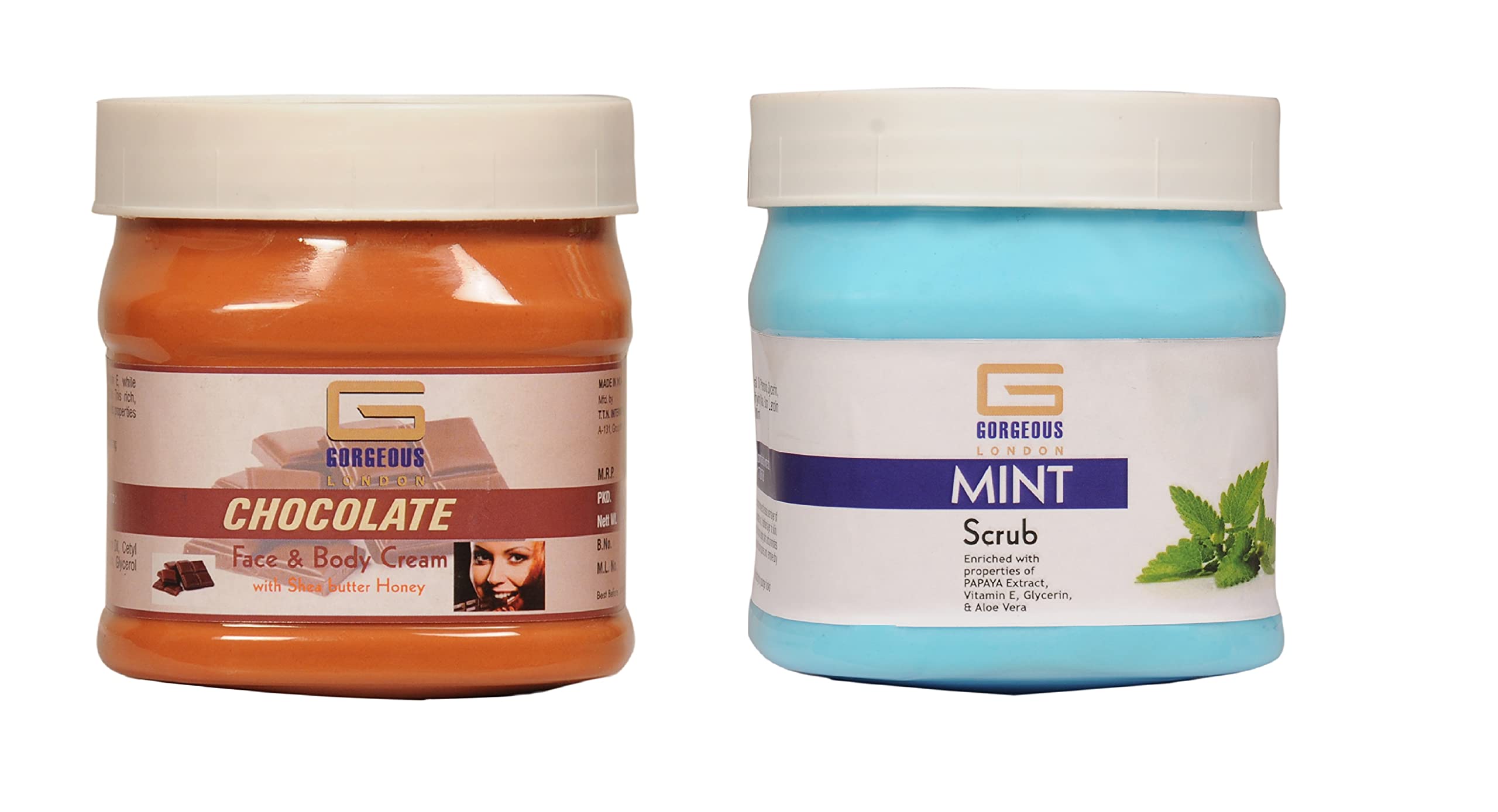 London Chocolate Cream & Mint Body Scrub Duo - 2 Pack (450g Each) | Exfoliating & Moisturizing for Smooth Skin - Perfect for Spa Day & Self-Care Routine