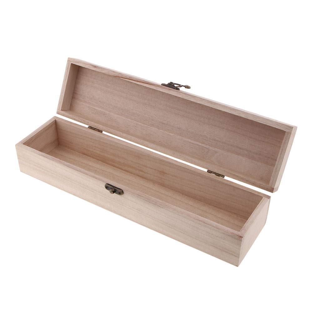 Natural Unfinished Wood Box with Lid - Classic Handmade Pencil Case, Memory Keepsake Box for School, Office & Home Organization | Perfect for Stationery, Jewelry & Small Treasures Storage