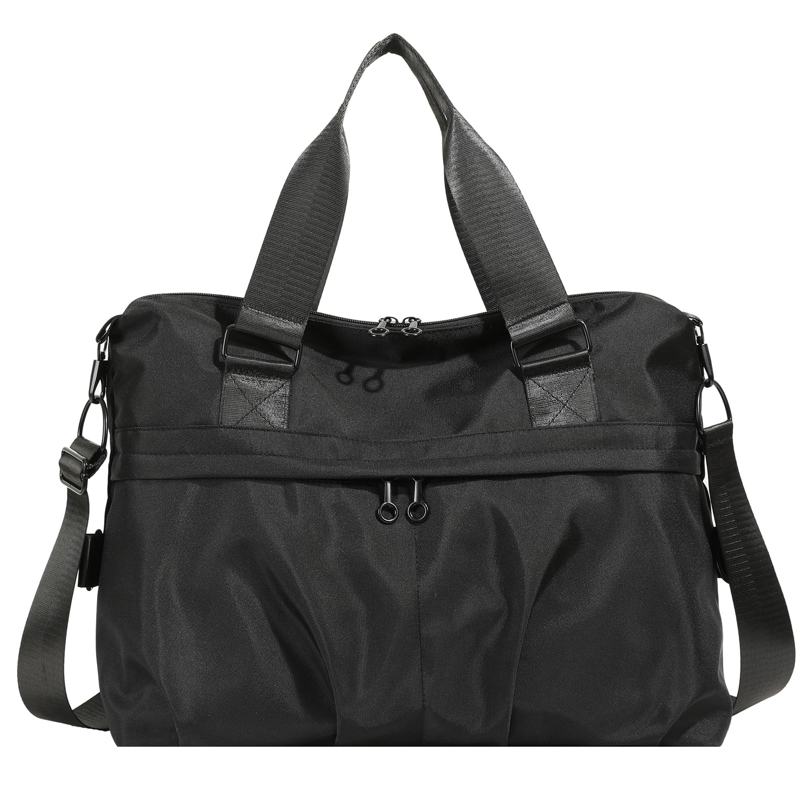 IHAYNER Women's Travel Weekender Bag - Stylish Duffle Bag with Laptop Compartment & Luggage Sleeve - Perfect Carry On Overnight Bag for Business Trips, Gym, Weekend Getaways (Black)