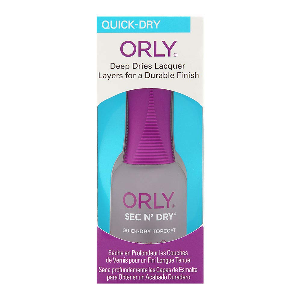 Orly Sec N Dry Nail Treatment 0.6 Oz - Fast Drying Nail Polish Top Coat for Strong, Shiny Nails - Perfect for Manicures, Pedicures & Nail Art at Home or Salon