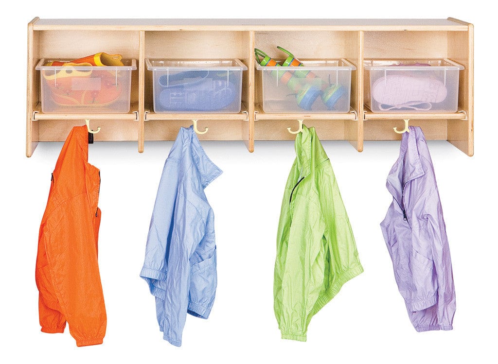 Jonti Craft® 4 Section Wall Mount Coat Locker with Clear Tubs - Heavy Duty School Locker for Kids & Adults - Perfect for Classrooms, Gyms & Entryways