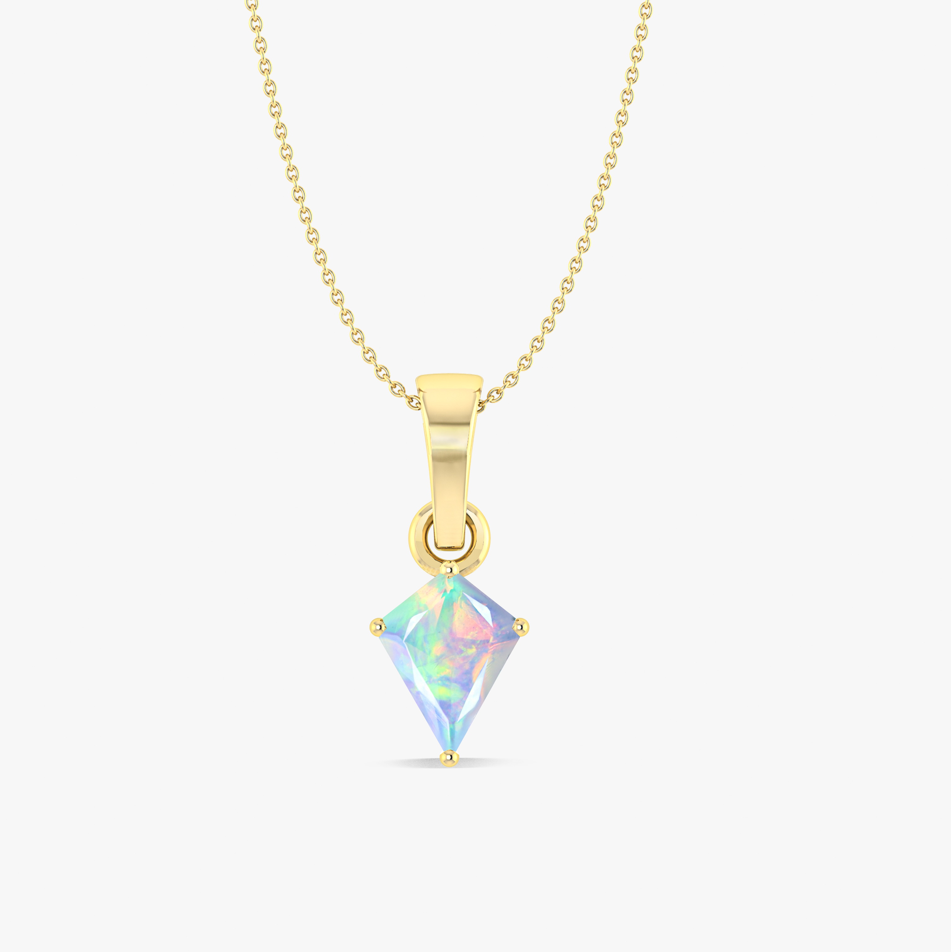 White Opal Kite Gemstone Pendant Necklace for Women - Elegant Dainty Jewelry Gift for Birthday, Anniversary & Special Occasions